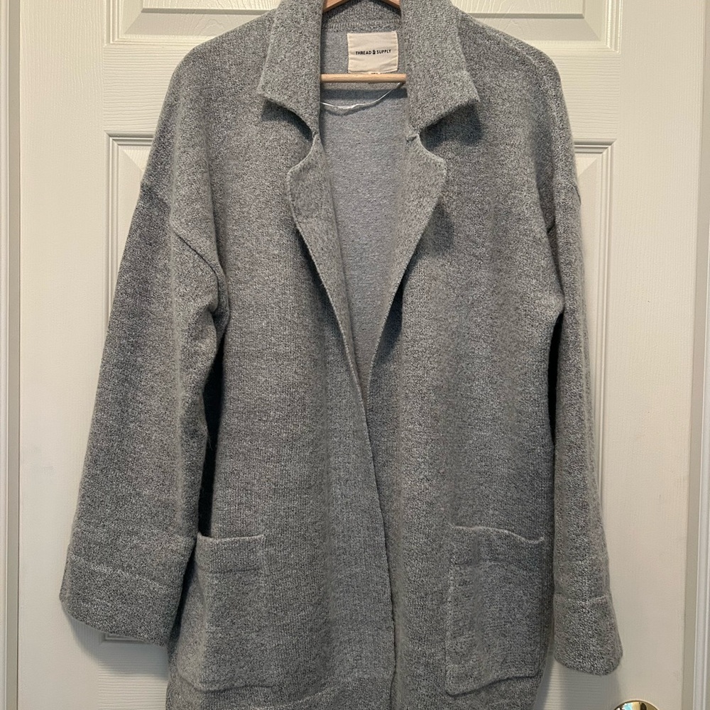 Thread & Supply Gray Open Front Sweater Coat XL